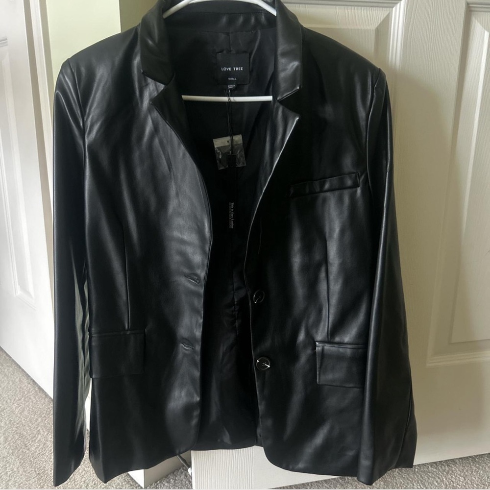 faux leather blazer